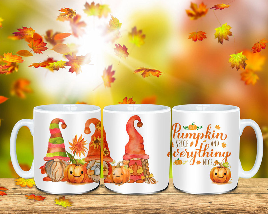 Pumpkin Spice Ceramic Cup - Fall Gnomes and Pumpkins Mug