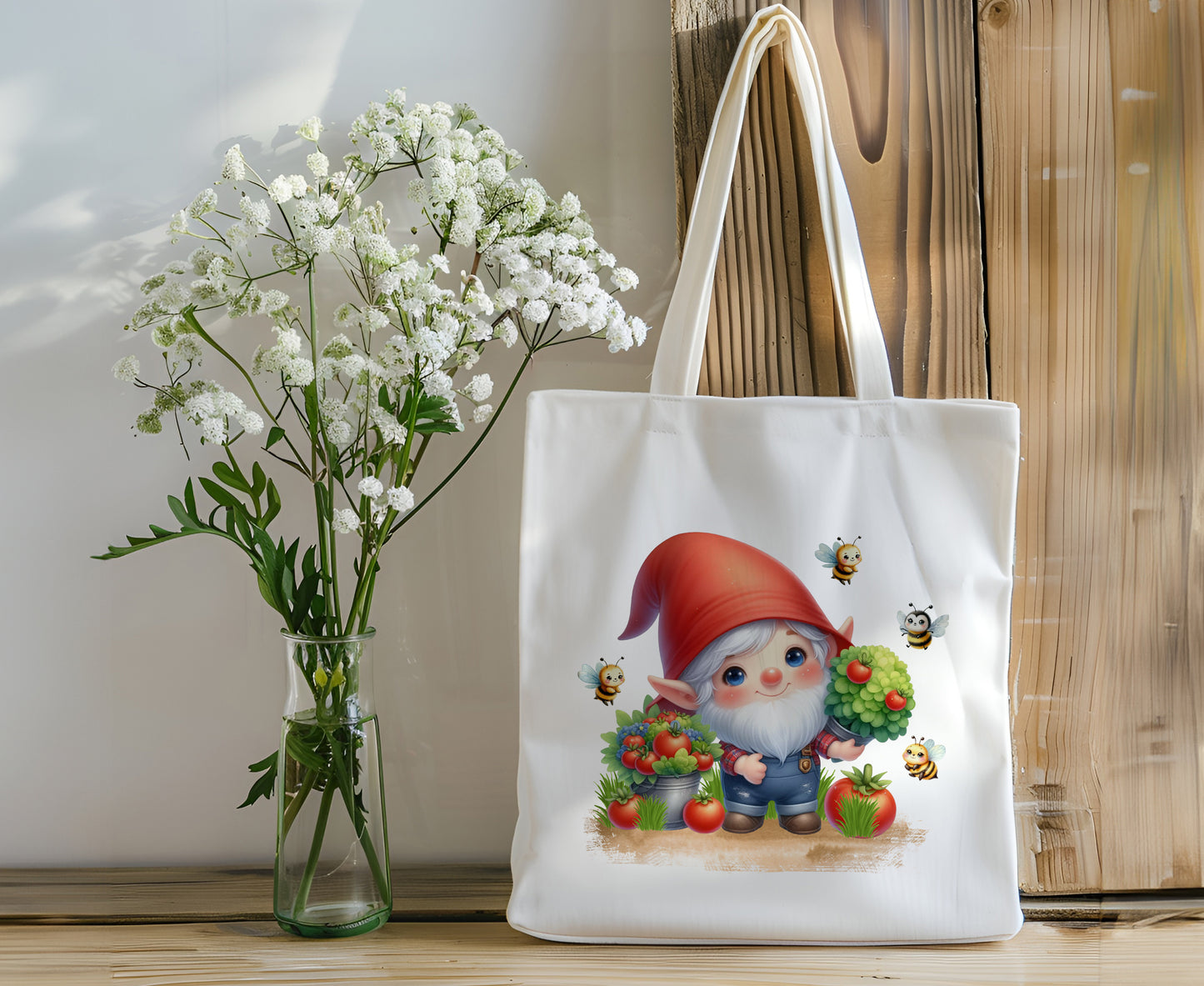 Gnome Canvas Tote Bag - Vegetable Garden Gnome - Personalize It!