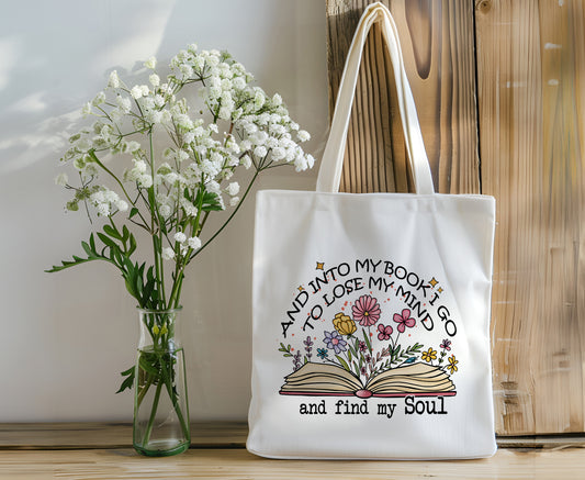 "And into My Book I Go" Tote Reusable Bag  - Personalize It!