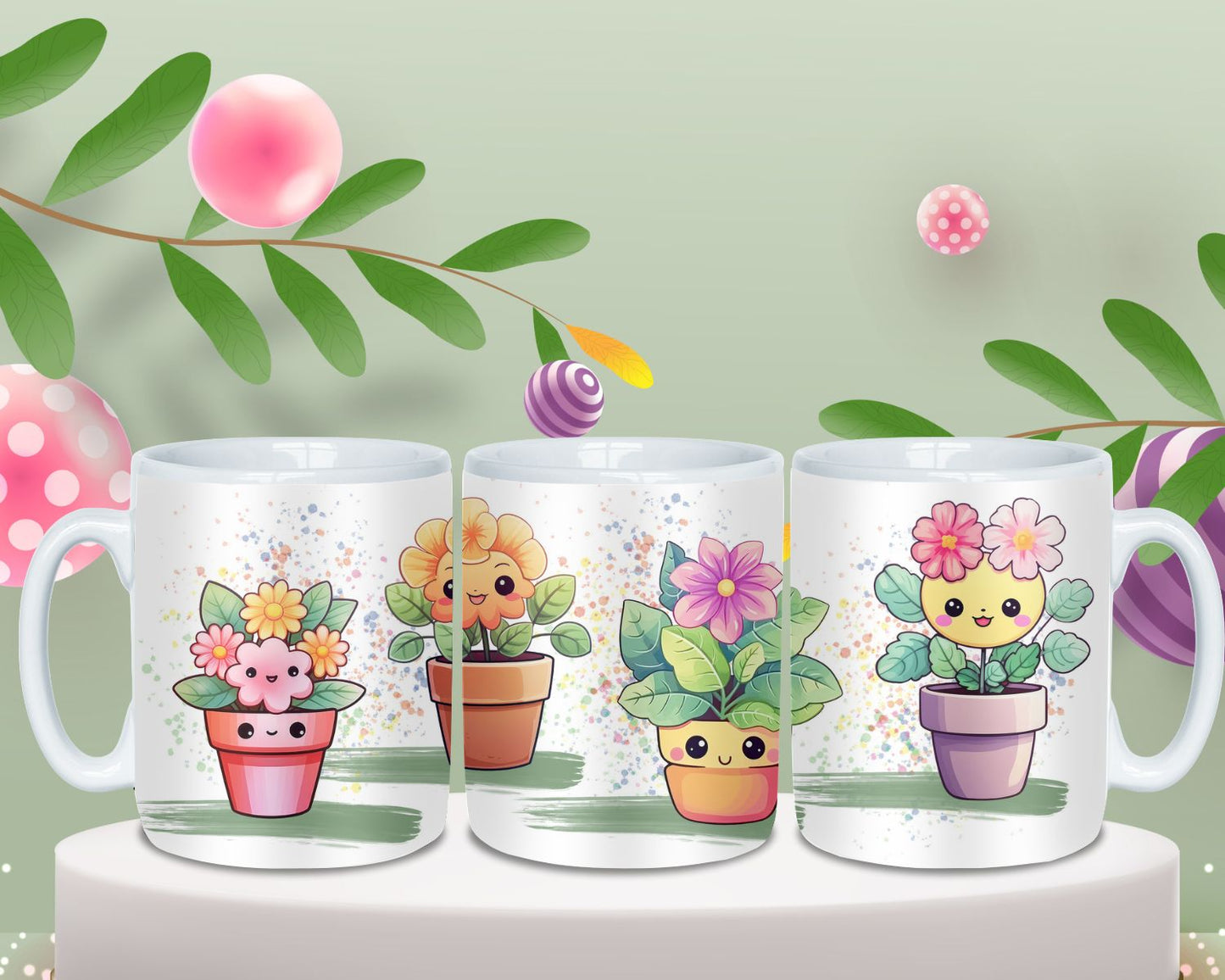 Kawaii Plants Ceramic Mug