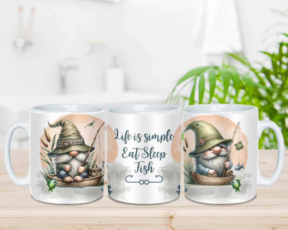 Fishing Gnomes Coffee Mug - Ceramic 15oz Cup