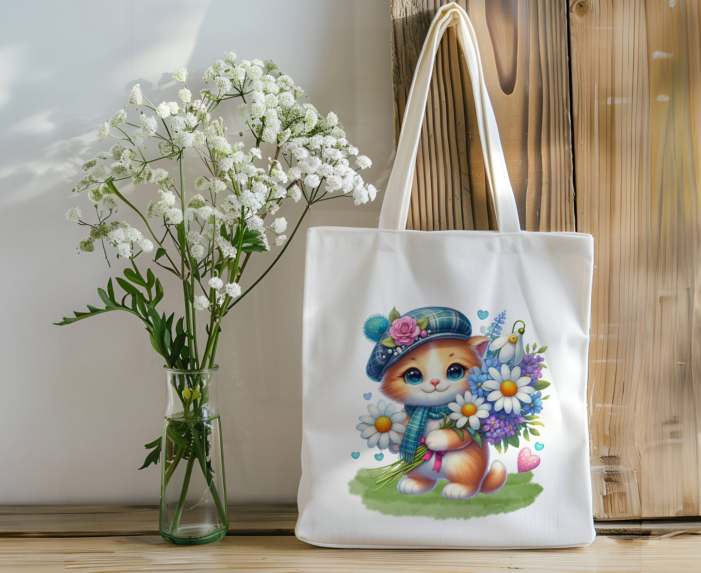 Cute Cat - Kitten Canvas Book Bag Tote - Personalize It!