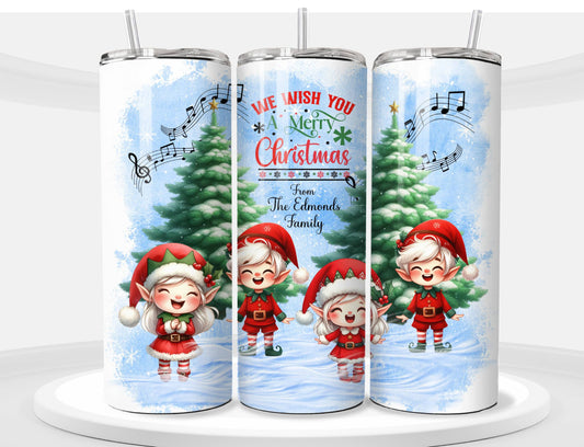 Personalized - Christmas Tumbler - Insulated 20oz Stainless Steel Vacuum Sealed  with Lid and Straw