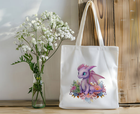 Purple Dragon Tote Bag Reusable Gift Bag- Personalize It!