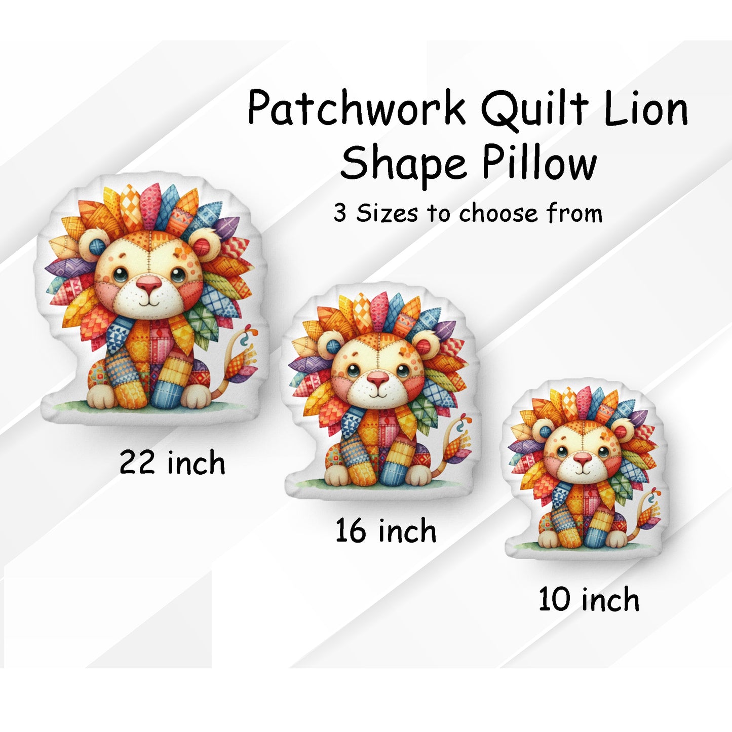 Patchwork Shaped lion Pillow - Soft and Cuddly