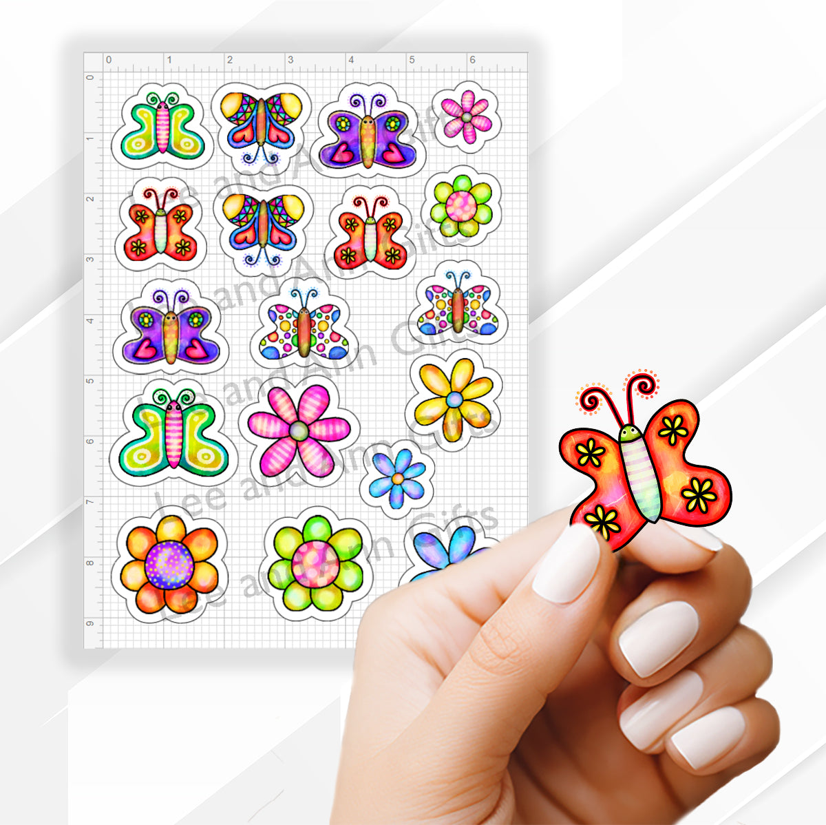 Doodle Butterflies Sticker Sheet - Waterproof