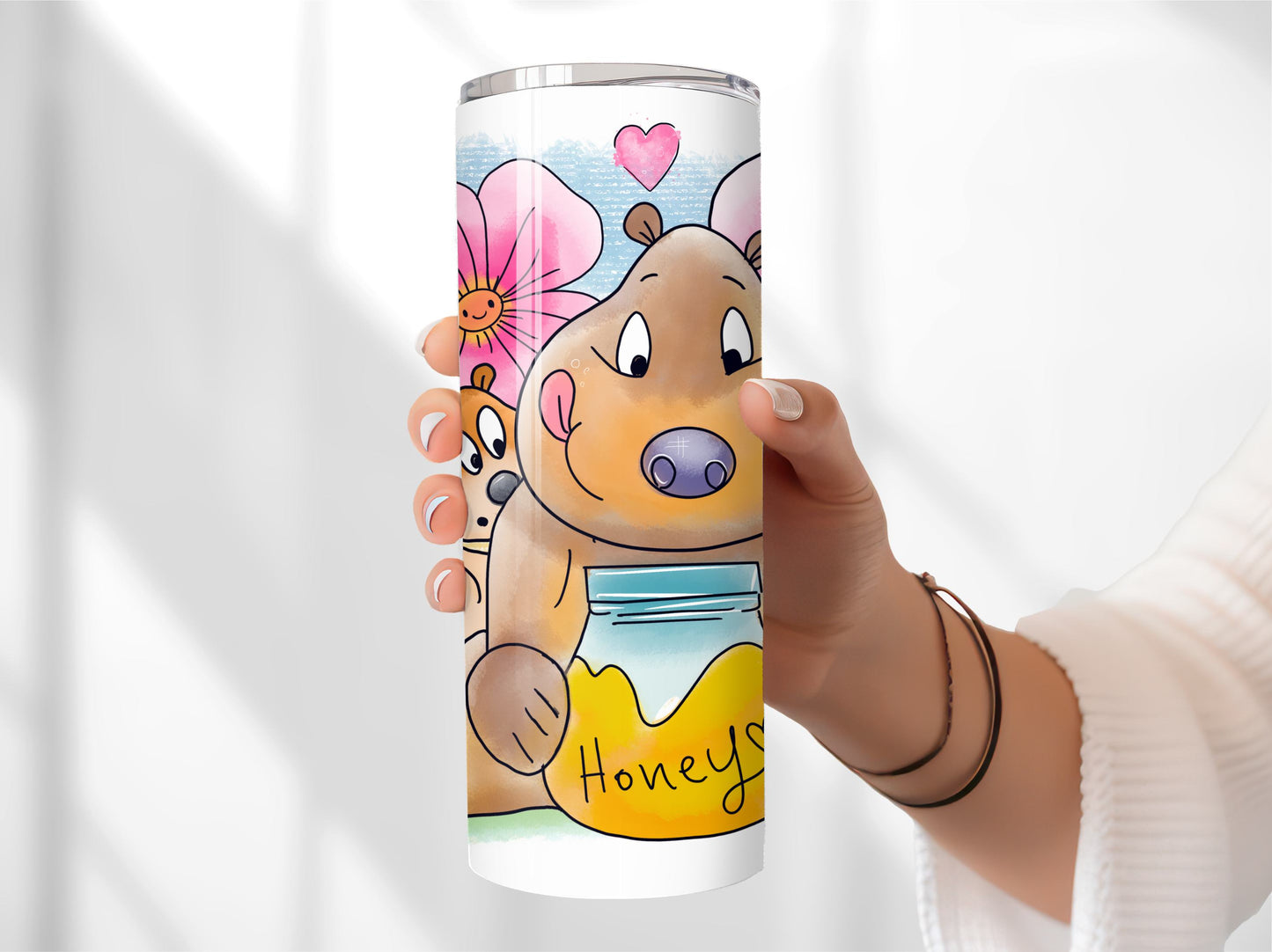 Honey Bear - Travel - Cup - Tumbler - Insulated 20oz Stainless Steel  with Lid and Straw