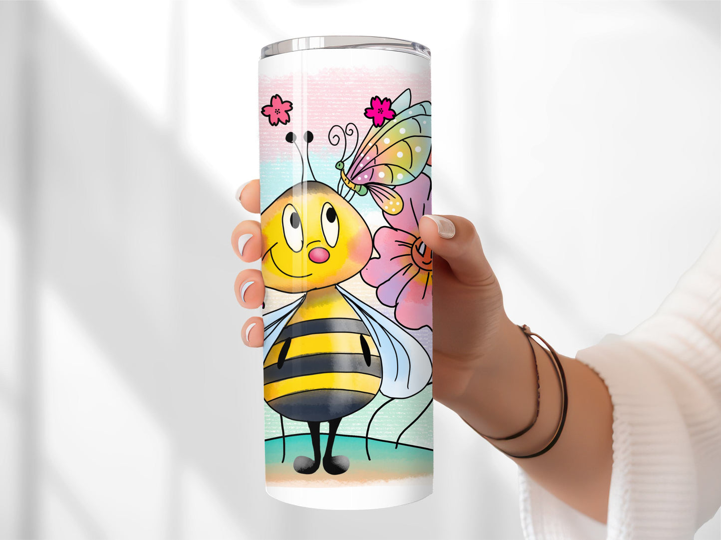 Honey Bee -Tumbler - Insulated 20oz Stainless Steel with Lid and Straw