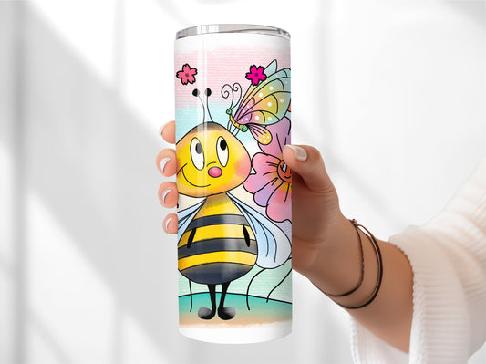 Honey Bee -Tumbler - Insulated 20oz Stainless Steel with Lid and Straw