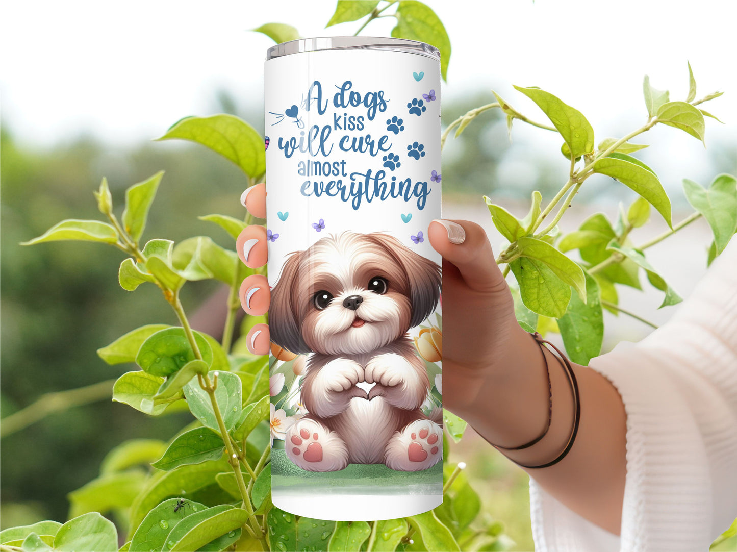 Tumbler - Shih Tzu Puppy Dog - Pet 20oz Stainless Steel Vacuum Sealed Pet Tumbler with Lid and Straw