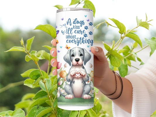 Great Dane Puppy Dog Tumbler - Pet 20oz Stainless Steel Vacuum Sealed Pet Tumbler with Lid and Straw