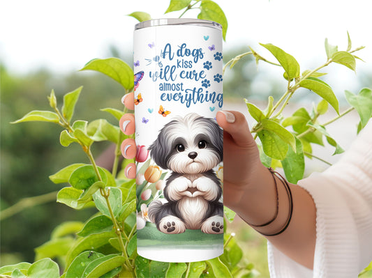 Adorable Dog Tumbler - Shih Tzu - Stainless Steel Vacuum Sealed Pet Tumbler with Lid and Straw