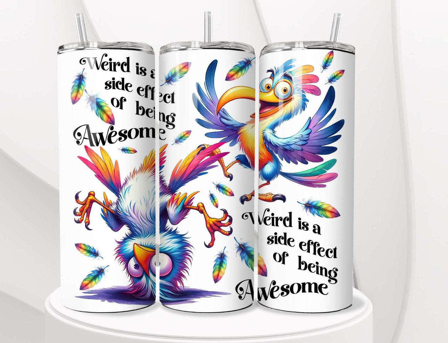Funny Tumbler with Silly Birds - Insulated 30oz Stainless Steel Vacuum Sealed  with Lid and Straw