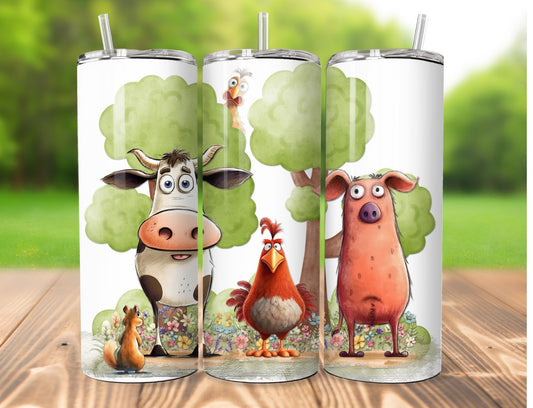 Funny Farm Animals Tumbler - Insulated Stainless Steel Hot/Cold Tumbler