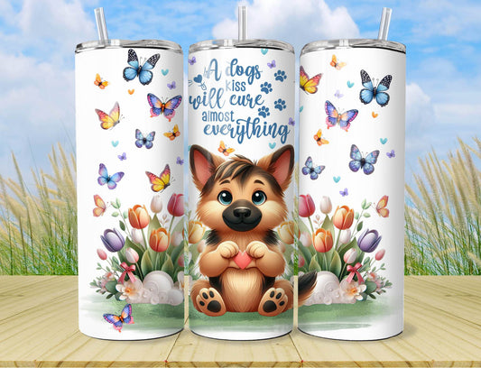 Tumbler German Shepherd Puppy Dog - Pet 20oz Stainless Steel Vacuum Sealed Tumbler with Lid and Straw