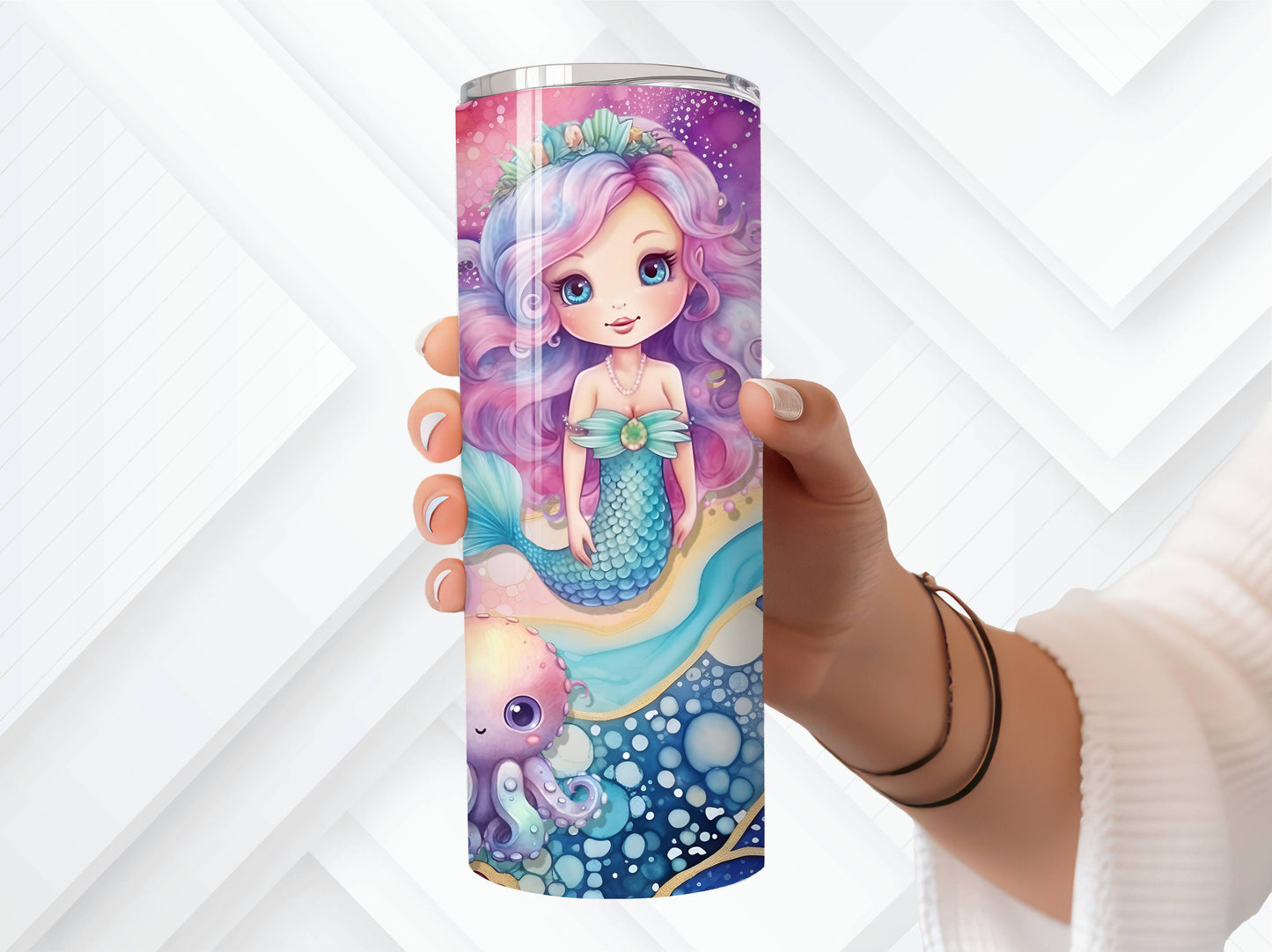 Vibrant Colors Mermaid Tumbler 20oz Stainless Steel, Marine and Sea Life