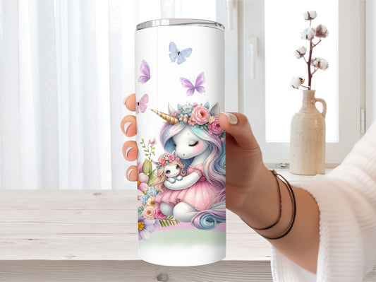 Unicorn Tumbler - Mom and Baby Unicorns - Mother and Daughter Tumbler - 20oz Stainless Steel Vacuum Sealed Tumbler Cup