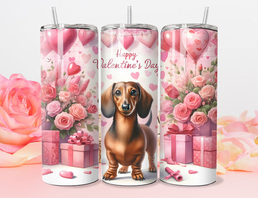 Valentine Dachshund Pink Dog Tumbler