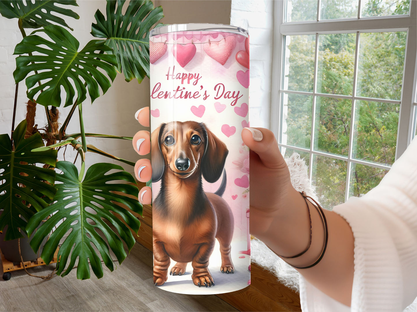 Valentine Dachshund Pink Dog Tumbler