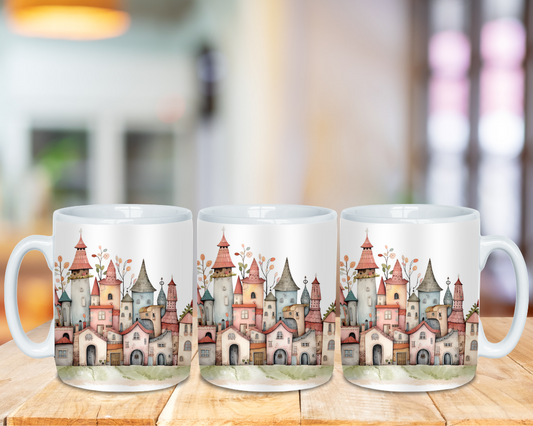 Ceramic Mug 15oz  Whimsical Neighborhood Houses