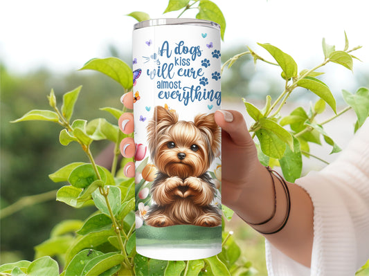 Yorkie Dog Tumbler - Pet 20oz Stainless Steel Vacuum Sealed Pet Tumbler with Lid and Straw