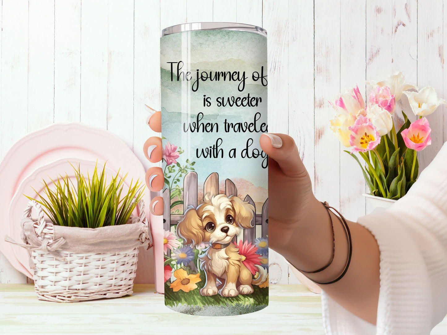 Puppy Dog Tumbler, Can be Personalized, 20oz Stainless Steel Double Wall Vacuum sealed