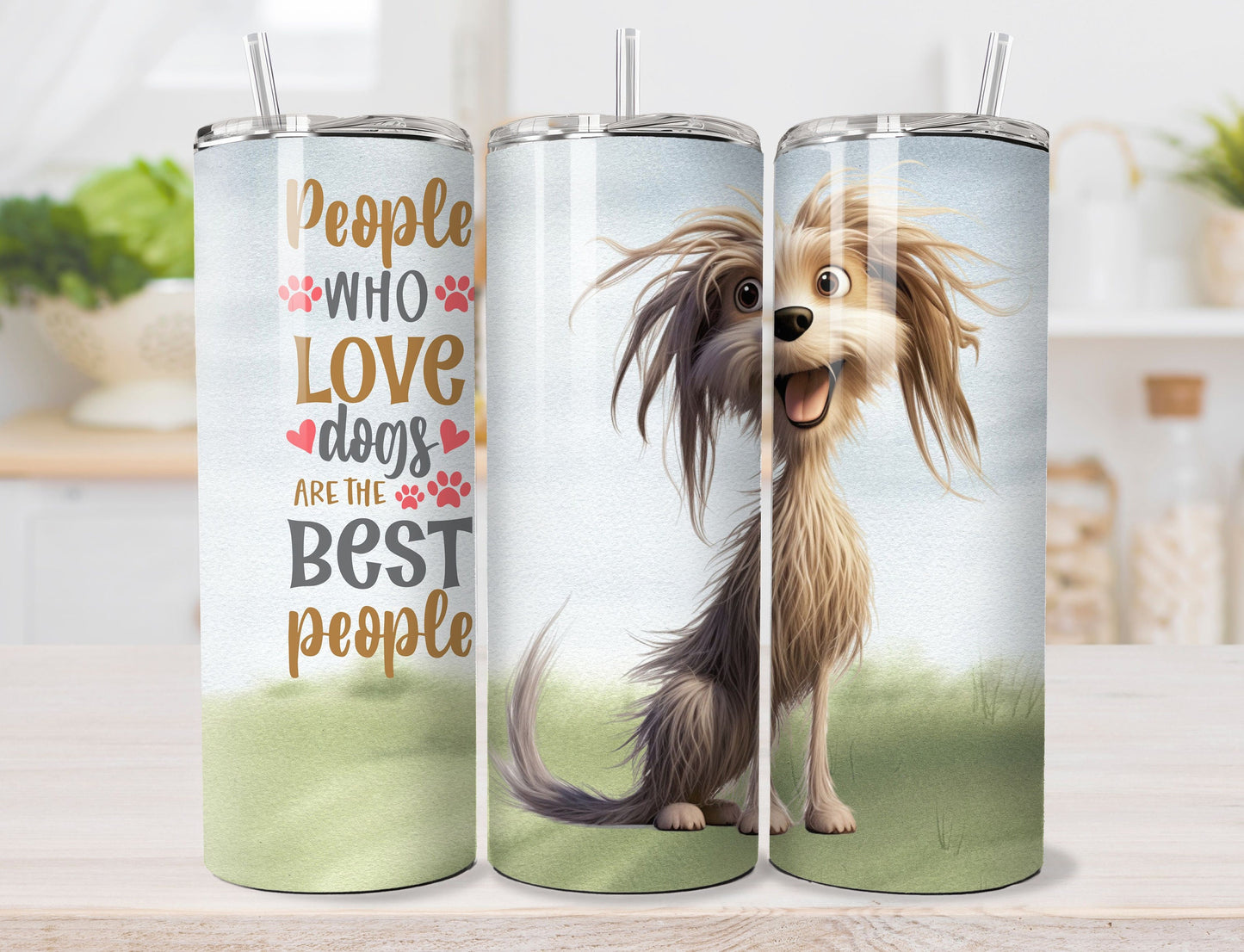 Dog Tumbler, Funny Sentimental 20oz Stainless Steel Tumbler with Lid and Straw