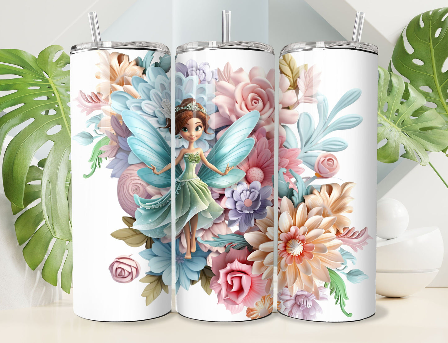 Fairy Tumbler, Floral 20oz Stainless Steel Tumbler