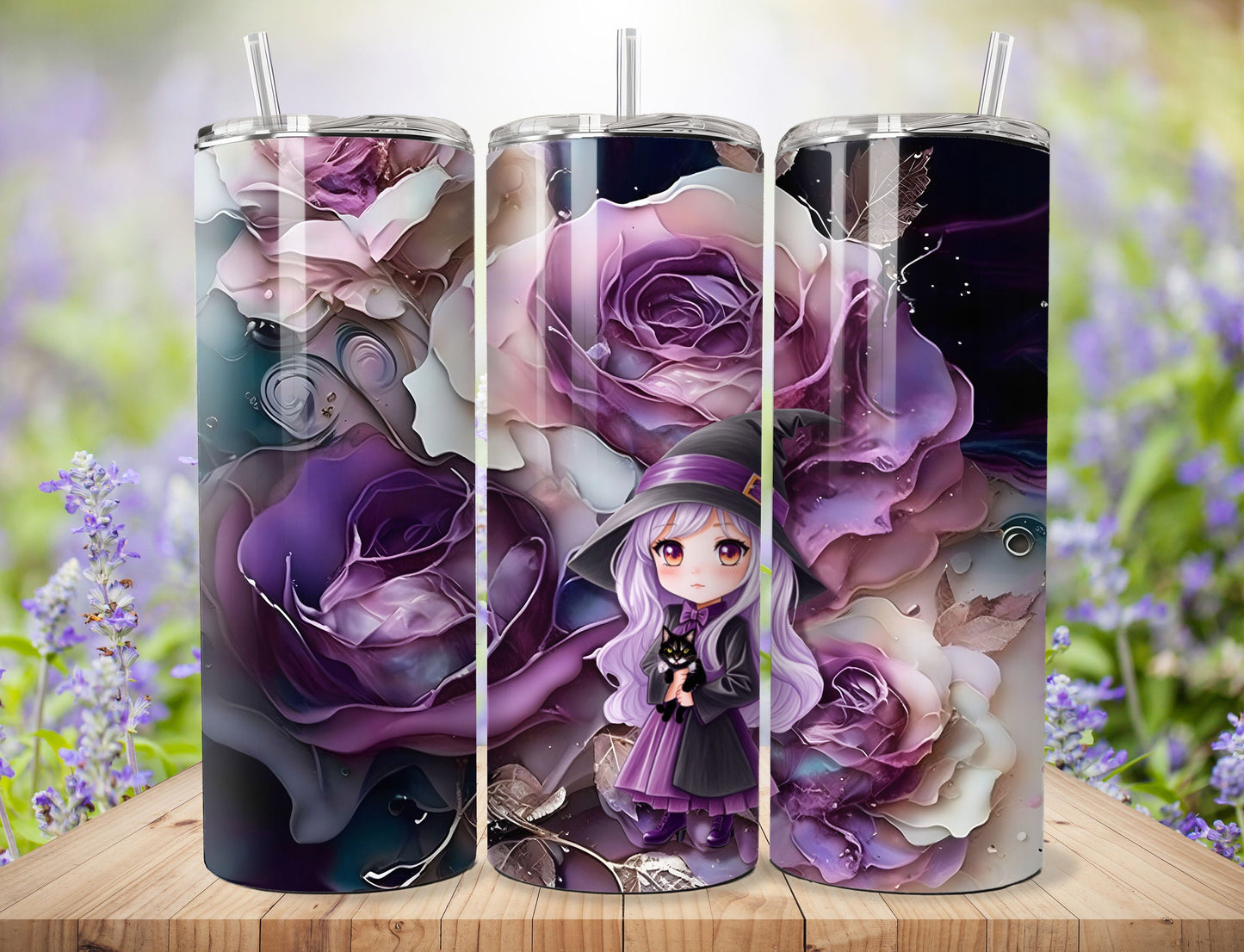 Purple Anime Chibi  20oz Stainless Steel Tumbler