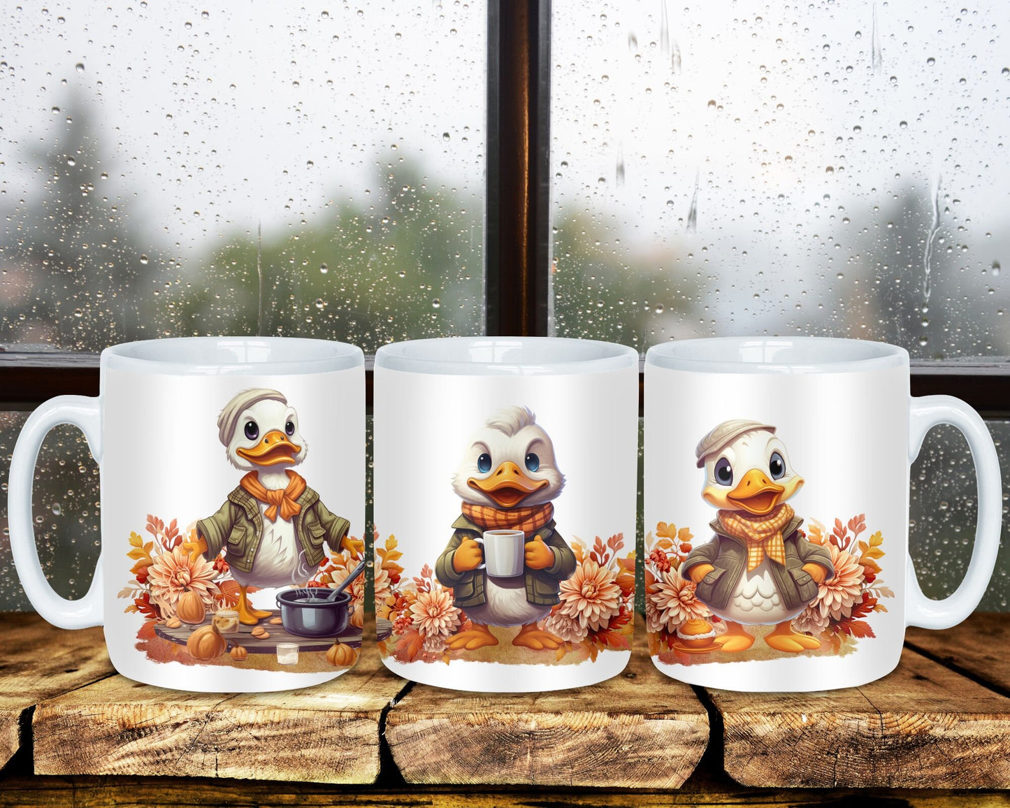 Ceramic Mug Fall Camping Coffee Cup 15 oz Duck Mug